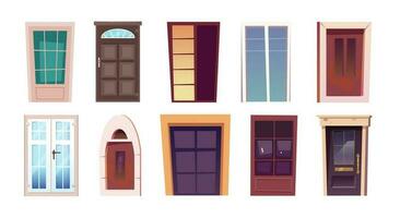 vektor hus främre dörr tecknad serie illustration uppsättning