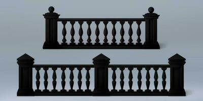 3d schwarz Balkon Balustrade mit römisch Säule vektor