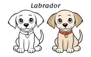 söt labrador hund djur- färg bok illustration vektor