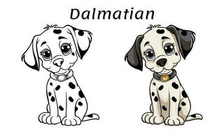 söt dalmatian hund djur- färg bok illustration vektor