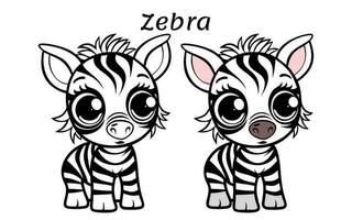 söt zebra djur- färg bok illustration vektor
