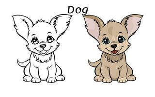 söt hund djur- färg bok illustration vektor