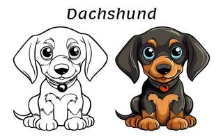 süß Dackel Hund Tier Färbung Buch Illustration vektor