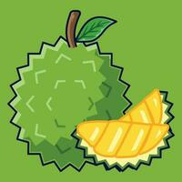 Durian Obst Karikatur Vektor Symbol Illustration. Essen Obst Symbol Konzept isoliert Prämie Vektor. eben Karikatur Stil geeignet zum Netz Landung Buchseite, Banner, Aufkleber, Hintergrund
