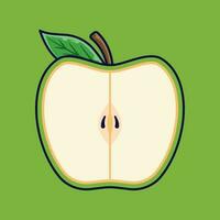 grön äpple frukt tecknad serie vektor ikon illustration. mat frukt ikon begrepp isolerat premie vektor. platt tecknad serie stil lämplig för webb landning sida, baner, klistermärke, bakgrund