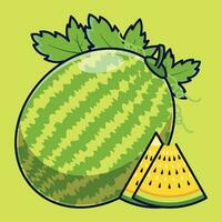 Gelb Wassermelone Obst Karikatur Vektor Symbol Illustration. Essen Obst Symbol Konzept isoliert Prämie Vektor. eben Karikatur Stil geeignet zum Netz Landung Buchseite, Banner, Aufkleber, Hintergrund