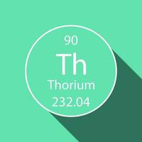 thorium symbol med lång skugga design. kemisk element av de periodisk tabell. vektor illustration.