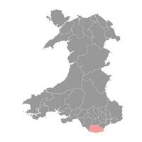 Tal von glamorgan Karte, Kreis von Wales. Vektor Illustration.