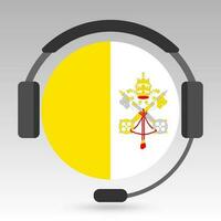 Vatikan Stadt Flagge mit Kopfhörer, Unterstützung unterzeichnen. Vektor Illustration.