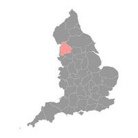 lancashire Karte, zeremoniell Bezirk von England. Vektor Illustration.