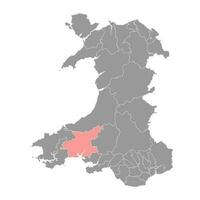 distrikt av carmarthen Karta, distrikt av Wales. vektor illustration.