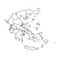 Karta av grekland med administrativ regioner. vektor illustration.