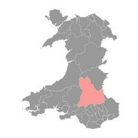 brecknockshire Karta, distrikt av Wales. vektor illustration.