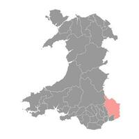 Kreis von Monmouth Karte, Kreis von Wales. Vektor Illustration.