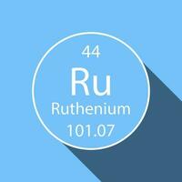 Ruthenium Symbol mit lange Schatten Design. chemisch Element von das periodisch Tisch. Vektor Illustration.