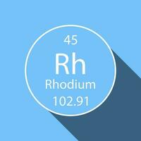Rhodium Symbol mit lange Schatten Design. chemisch Element von das periodisch Tisch. Vektor Illustration.
