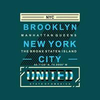 Brooklyn Neu York Typografie Grafik Design, zum t Hemd Drucke, Vektor Illustration