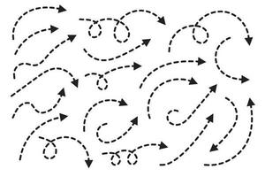 gebogen gepunktet Pfeil. Zickzack- Pfeil Streifen Design mit gepunktet Linien. Vektor Illustration.