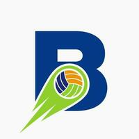 Brief b Volleyball Logo Konzept mit ziehen um Volley Ball Symbol. Volleyball Sport Logo Vorlage vektor