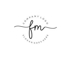 första fm feminin logotyp skönhet monogram och elegant logotyp design, handstil logotyp av första signatur, bröllop, mode, blommig och botanisk med kreativ mall. vektor