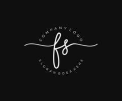 första fs feminin logotyp skönhet monogram och elegant logotyp design, handstil logotyp av första signatur, bröllop, mode, blommig och botanisk med kreativ mall. vektor