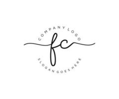 första fc feminin logotyp skönhet monogram och elegant logotyp design, handstil logotyp av första signatur, bröllop, mode, blommig och botanisk med kreativ mall. vektor