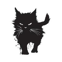 wütend Katze Silhouette mit Vektor Illustration