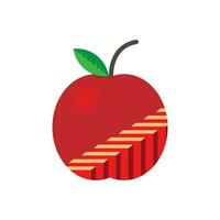 Apfel Obst Logo Design Konzept Vektor. Kombination von Treppe gestalten und frisch Obst Apfel vektor