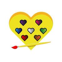 Bürste und Palette mit Farben Herz Symbol Illustration. geeignet zum Netz Landung Buchseite, Banner, Flyer, Aufkleber, Karte. vektor