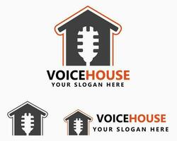 Stimme Haus Logo Design Vorlage. Podcast Studio Logo Vektor