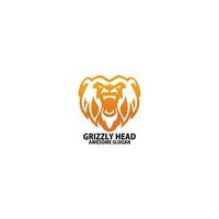 grizzly huvud logotyp design lutning linje konst vektor