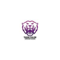 Tiger Farbe Logo Design Linie Kunst vektor