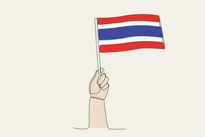 en hand Uppfostrad de thailand flagga vektor