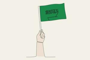 en hand Uppfostrad de saudi arabien flagga vektor