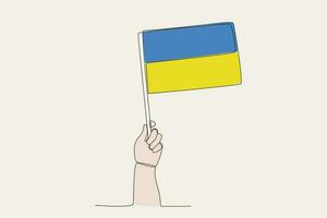 ein Hand angehoben das Ukraine Flagge vektor
