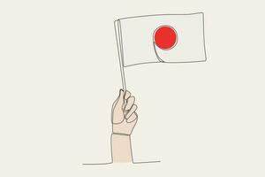 ein Hand angehoben das Japan Flagge vektor