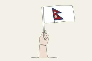 en hand Uppfostrad de nepal flagga vektor