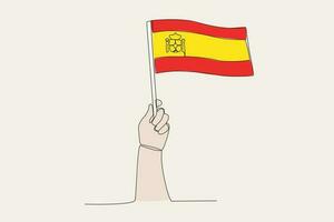 ein Hand angehoben das Spanien Flagge vektor