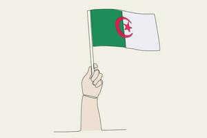 ein Hand angehoben das Algerien Flagge vektor