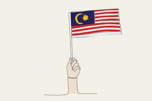 en hand Uppfostrad de malaysia flagga vektor