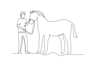 ein Züchter halten ein Pferd vektor