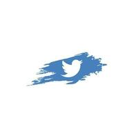 Twitter social media logotyp ikon med vattenfärg borsta, Twitter bakgrund vektor