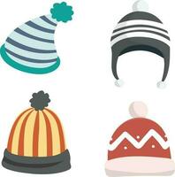 vinter- hatt. vektor stickning hattar, för flickor och Pojkar för kall väder isolerat på en vit bakgrund.