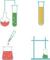 vetenskap laboratorium Utrustning vektor ikon uppsättning. testa rör, mikroskop, etc.för design dekoration.vektor illustration