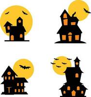 Halloween verfolgt Haus Silhouette Sammlung. unheimlich Halloween Haus bündeln einstellen.für Design dekoration.vektor Illustration vektor