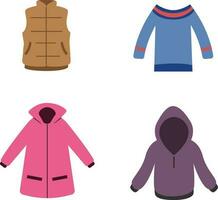 Winter Jacke isoliert auf Weiß Hintergrund. Sammlung von kalt Wetter Kleidung zum Design Dekoration. Vektor Illustration