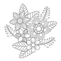 Mandala Flora und Blatt Strauß Färbung zum Erwachsene. Jahrgang dekorativ Elemente. orientalisch Muster, Vektor Illustration.