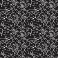 Weiß Gliederung Paisley auf schwarz Hintergrund. Vektor ethnisch nahtlos Muster.