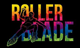 bunt Rollerblade Spieler mit Text vektor