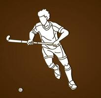 Silhouette Feld Eishockey männlich Spieler Aktion vektor